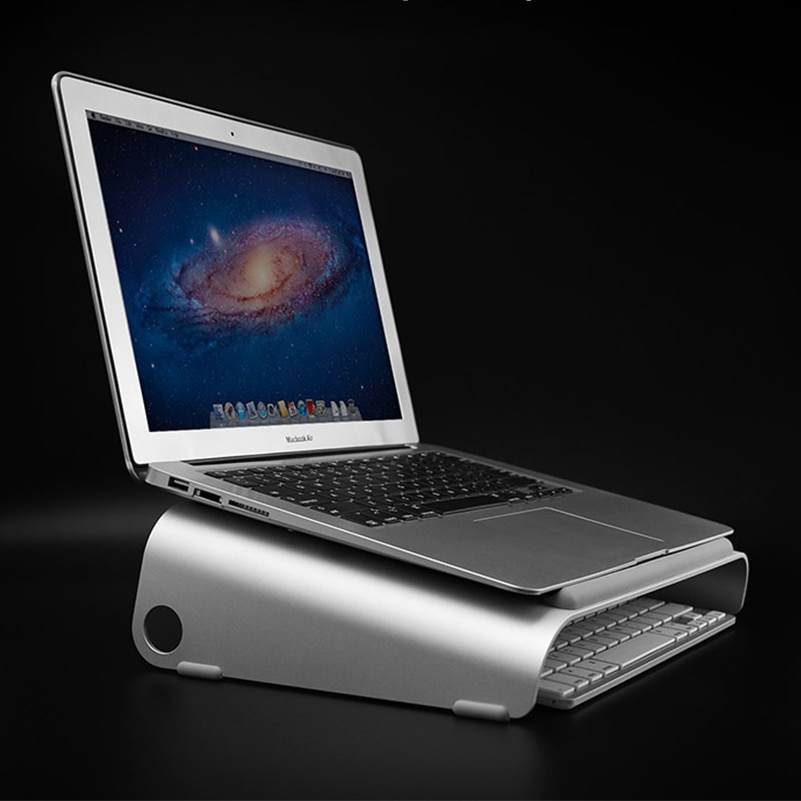 15.6 Inch Aluminium Laptop Stand Bureau Houder Beugel Cooling Pad voor MacBook Pro met Opbergdoos voor 87 Sleutel Mechanische toetsenbord