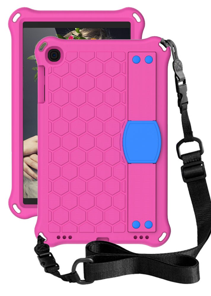 EVA Tablet PC Cover Case For Samsung Galaxy Tab A 10.1inch T510 T515 Full Body Protective Shell Hand Grip Shoulder Strap: Pink Blue