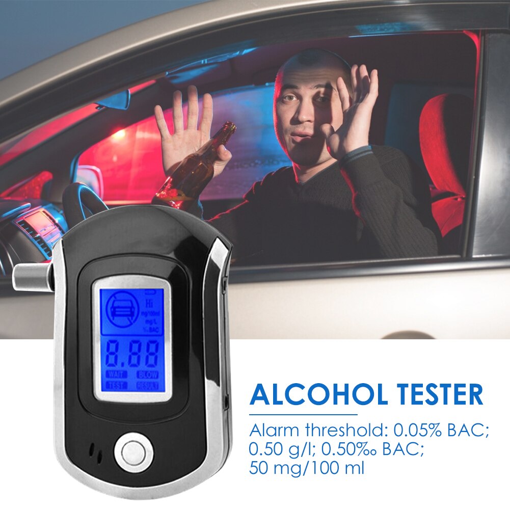 Portable Handheld Digital Breath Alcohol Tester Practical Breathalyzer Breath Drunk Driving Analyzer with 20 Mouthpieces