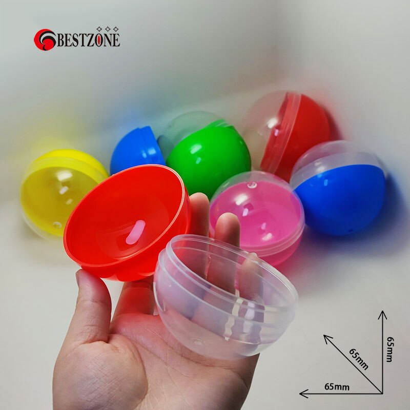 20Pcs 65MM Half Transparent Half Colored Surprise Ball Plastic Toy Capsule Split Body Round Container Candy For Machine Vending