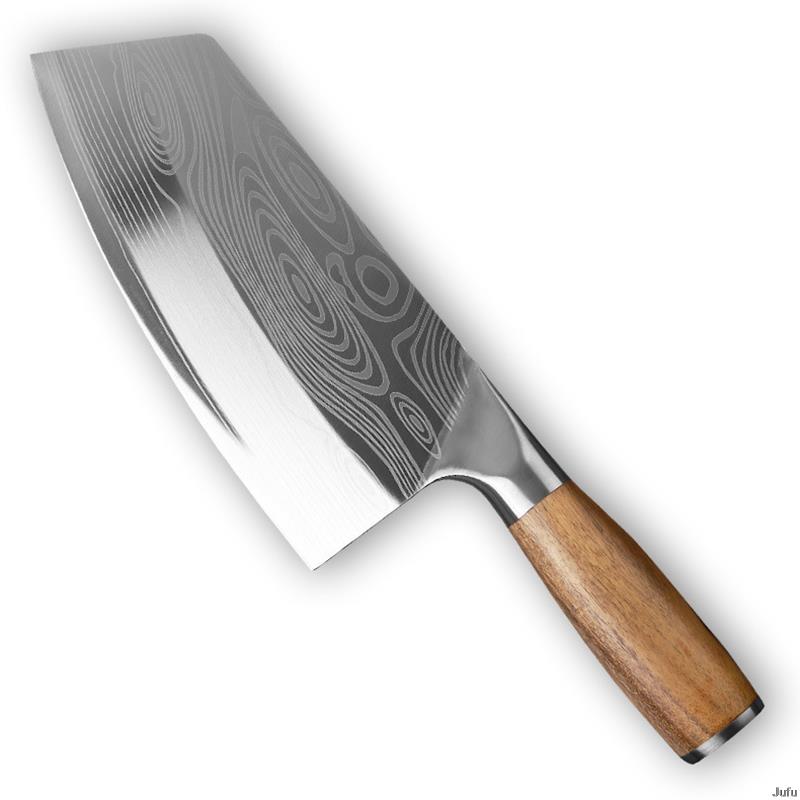 Cuchillo de carnicero de acero inoxidable, utensilio de Chef chino de Damasco, con mango de madera, 7,5 pulgadas: Cleaver Knife