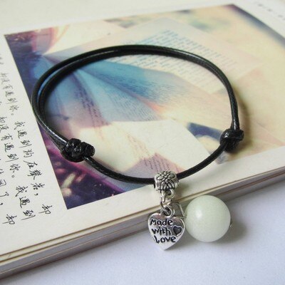 Divertida pulsera luminosa colgante de pulsera brillante de amantes en la oscuridad de la luz de la noche pulsera de la cadena de cuentas para las mujeres joyería de los hombres: made with love