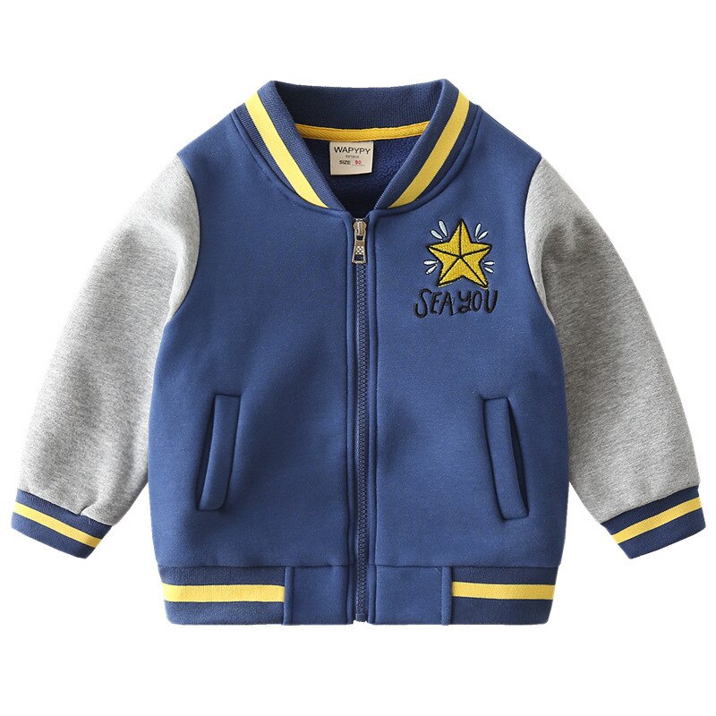 Jongens Honkbal Uniform Herfst En Winter Baby Rits Shirt Kinderen Dikke Jas 7080 16: 4T