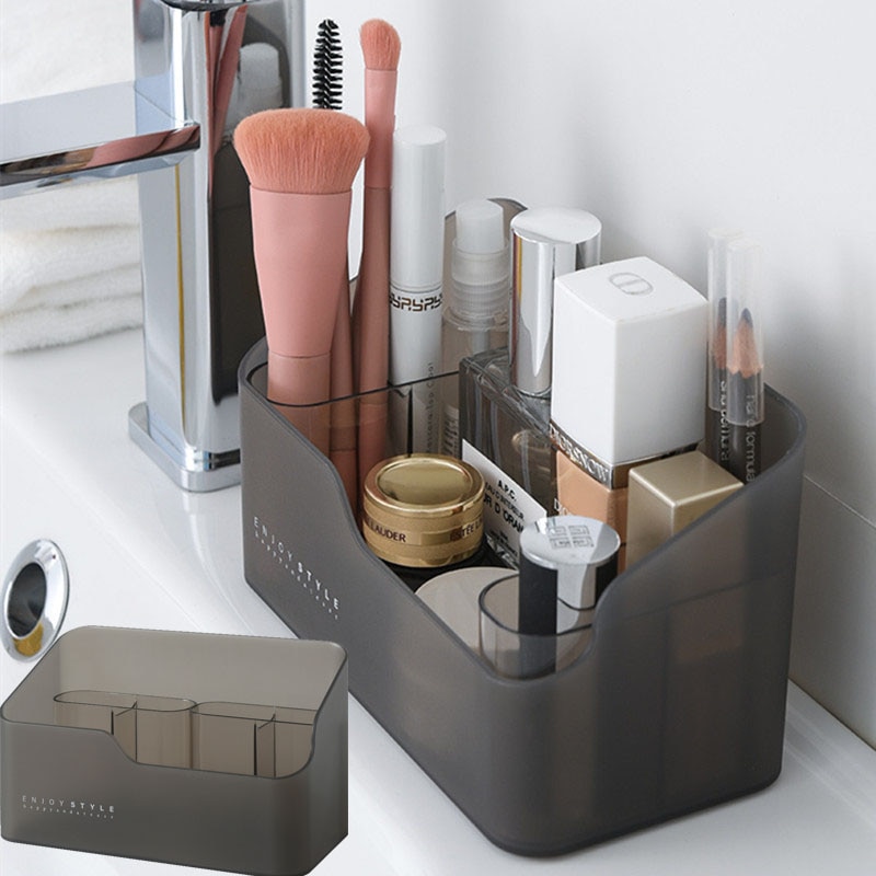 Scatola di immagazzinaggio del bagno di trucco di plastica organizzatore cosmetico Desktop Make Up custodia per gioielli articoli vari organizzatore per contenitori da tavolo