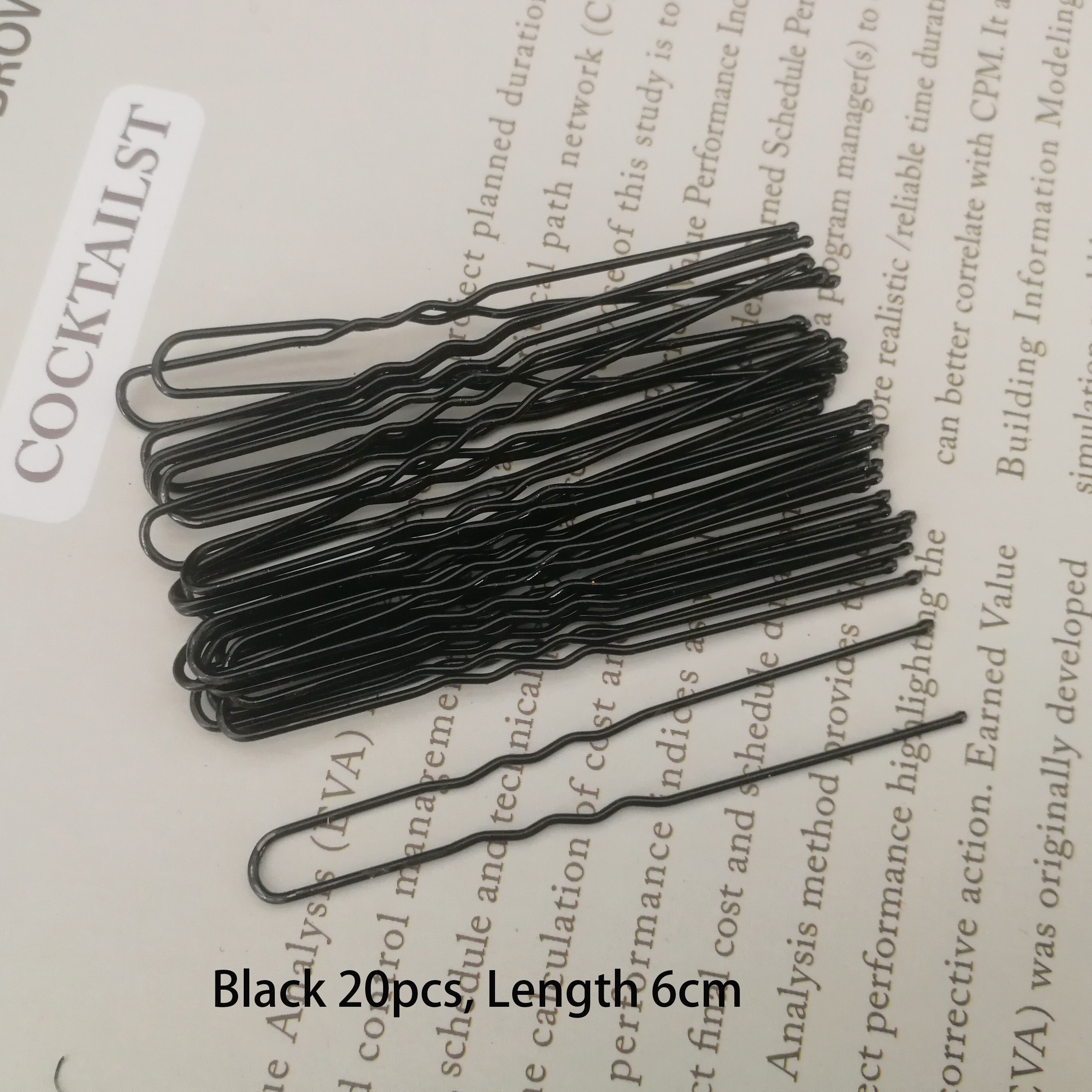 Women U Shape Flower Hairpins Metal Barrette Pearl Clip Wedding Bridal Hair Accessories Wedding Hairstyle Tools: 20pcs black