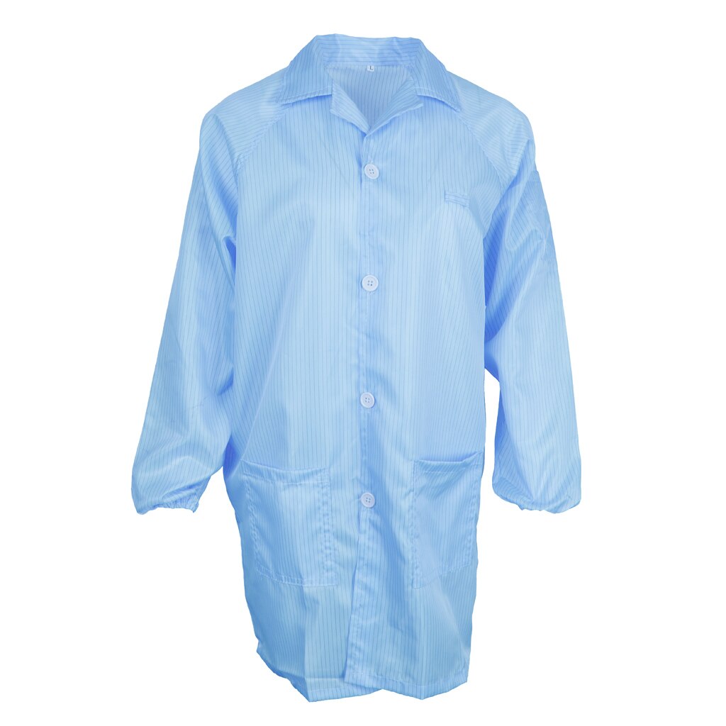 Anti-Statische Staubdicht Labor Jacke Mantel Frauen Kleidung Kleid Arbeitskleidung: Blau M