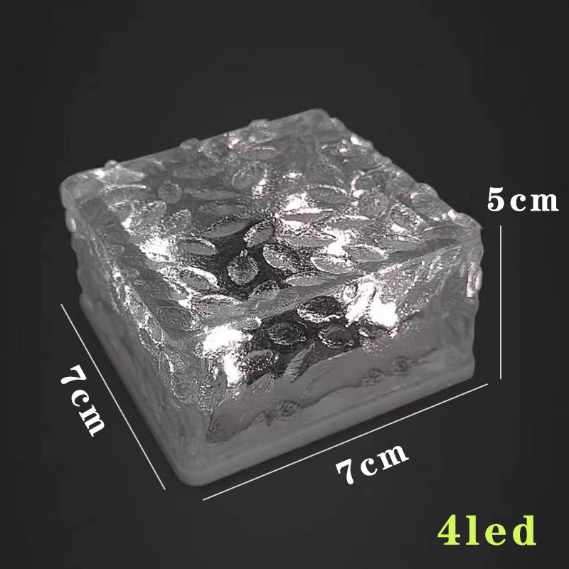 LED Solar Lights Ice Cube Garden Lamp Outdoor IP68 Waterproof Landscape Lawn Deck Frosted Glass Brick Garden Patio Yard Decor: 4LED white
