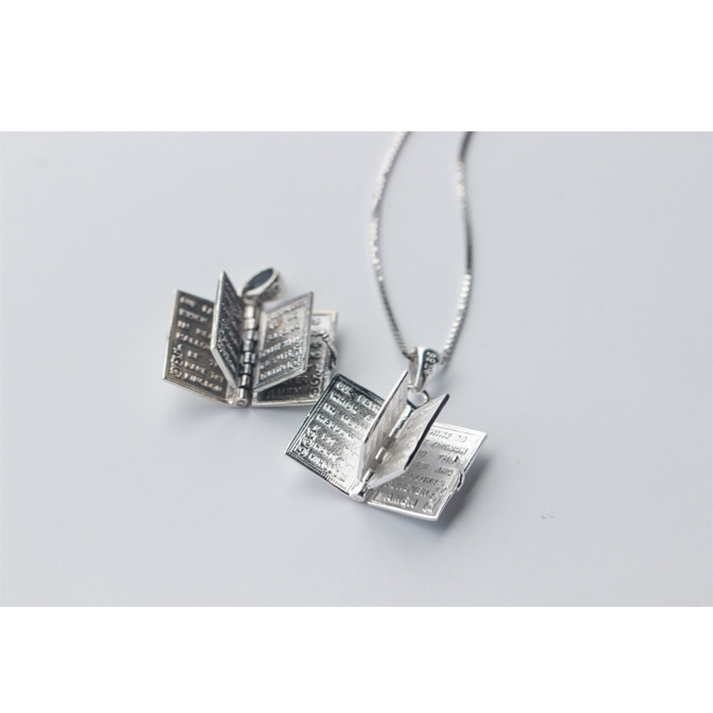 Mloveacc Solid 925 Sterling Zilveren Bijbel Kettingen Boek Pagina Charms Power Ketting Christelijke Religieuze