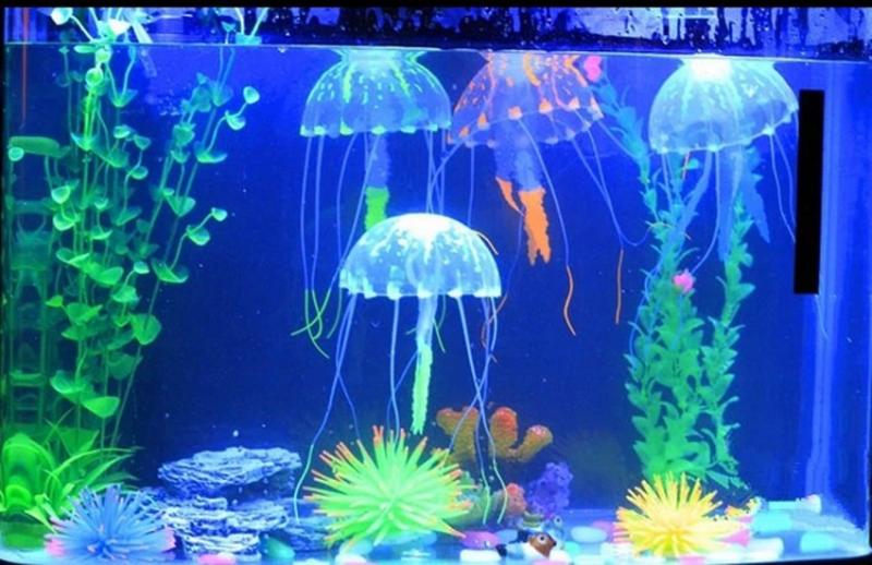 Méduses fluorescentes de Simulation d&#39;aquarium, accessoires de paysage de méduses d&#39;aquarium, ornements de méduses multicolores en option