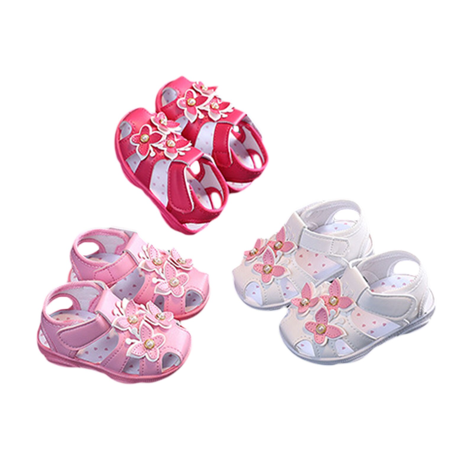 Baby Meisjes Gesloten Teen Sandalen 3D Vlinder Prinses Platte Schoenen Non-Slip Baby Eerste Wandelaars