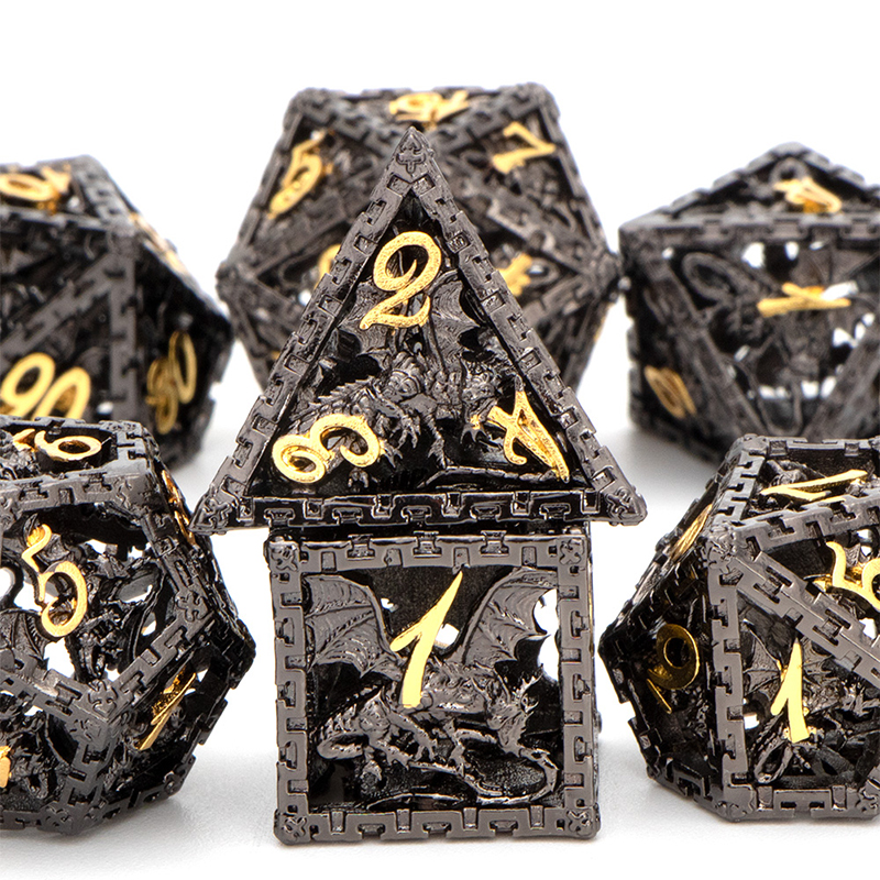 Hohl Metall Dnd Würfel einstellen Kerker Und Drachen D &Ampere; d D + D Würfel D20 D12 D10 D % d8 D6 D4 RPG Kupfer Polyeder Rolle Spielen Würfel: TLONG-01