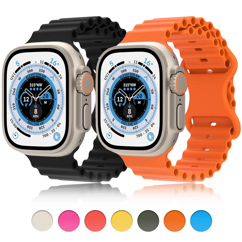 Armband för apple watch ultra band 49mm ultra 1 ultra 2 49mm ocean belt sport silikonarmband corrrea för iwatch-serien ultra 49