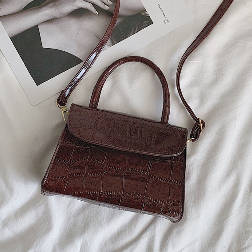 Bolsa de luxo feminina, bolsa quadrada pequena e portátil com alça carteiro