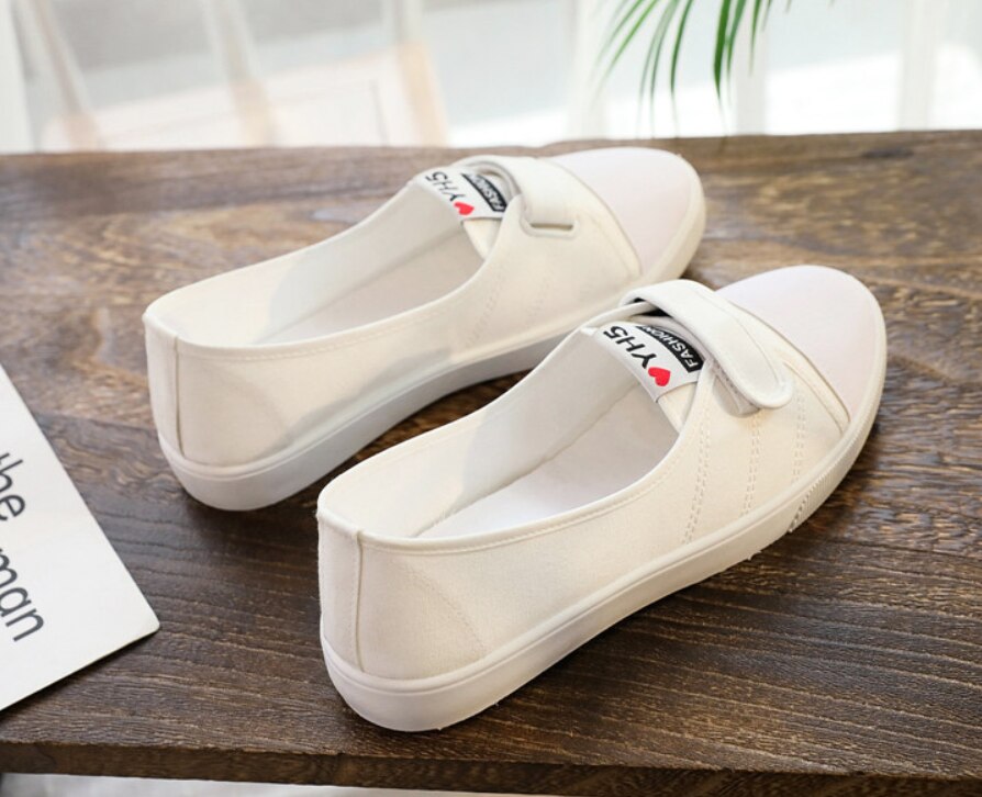 Baskets femme toile chaussures femme chaussures plates chaussures blanches chaussures décontractées noir mocassins femme: WHITE / 40