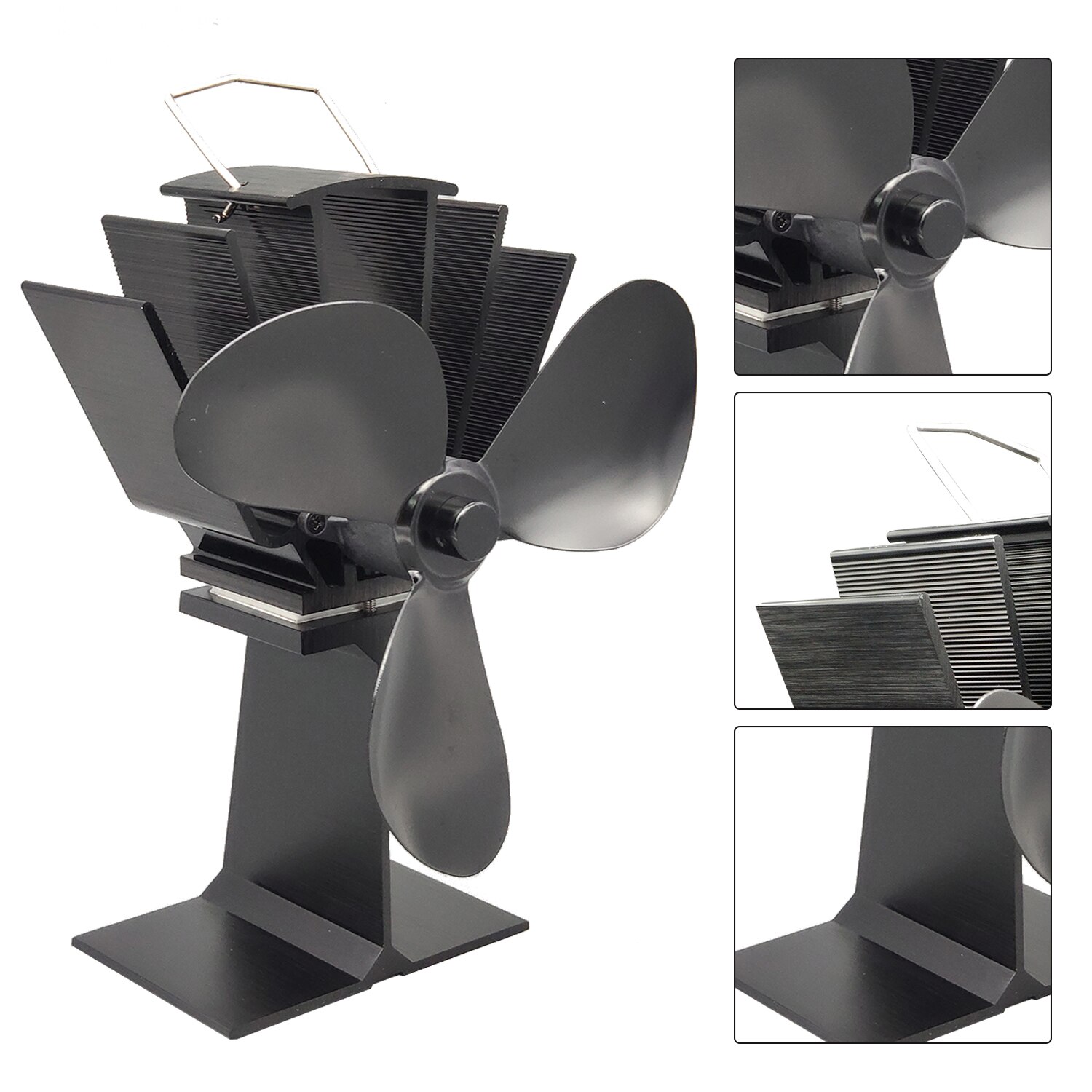 3 klingen Wärme Versorgt Herde Fan Ultra Ruhig Kamin Holz Brennen Eco Fan für Effiziente Wärme Verteilung