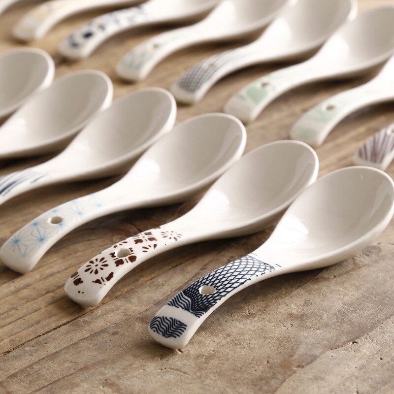 Japanese Style Small Spoon Nordic Minimalist Ceramic Meal Spoon Household Cute Tableware