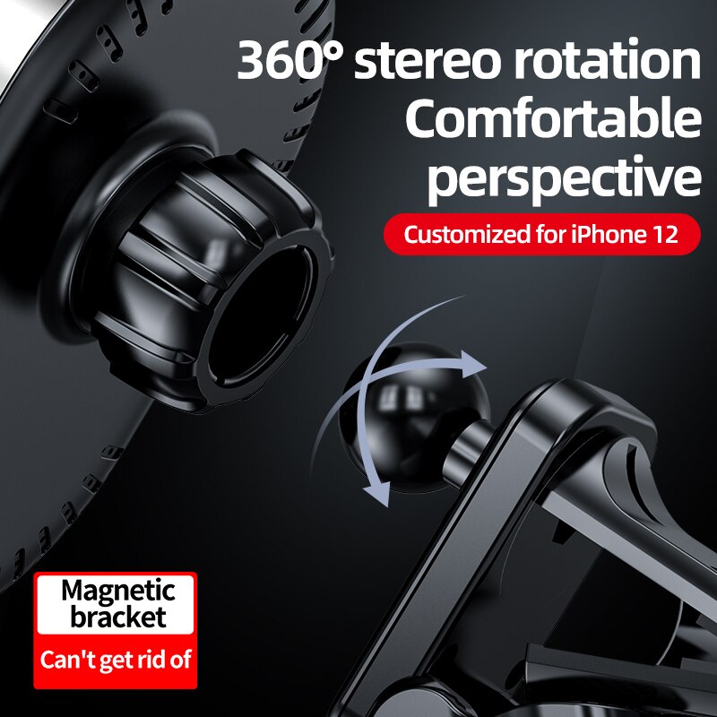 15w magnetische kabellose autoladegeräte qi-handyladegeräte mit lüftungsschlitzanschluss für iphone 12, 13 mini, pro max, magnetischer adsorptions-netzadapter