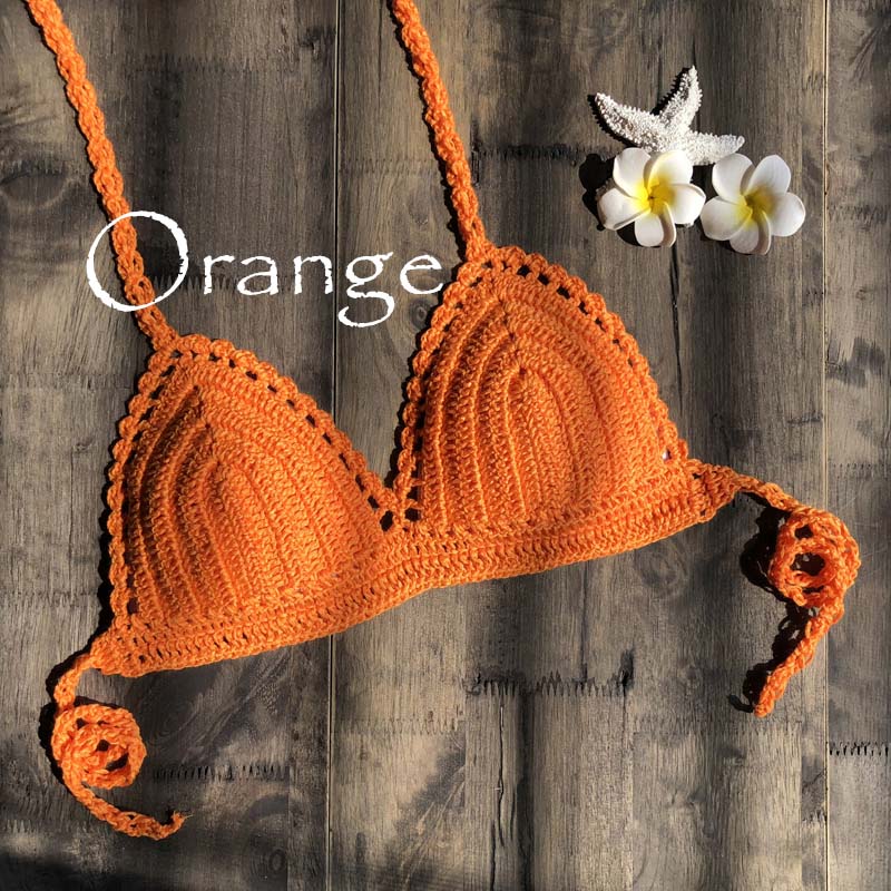 Bikini solidi Mujer costume da bagno all'uncinetto Bikini rosso Top in maglia Bikini Sexy reggiseno da nuoto da donna costumi da bagno femminili di grandi dimensioni s-xl 2019 nuovo