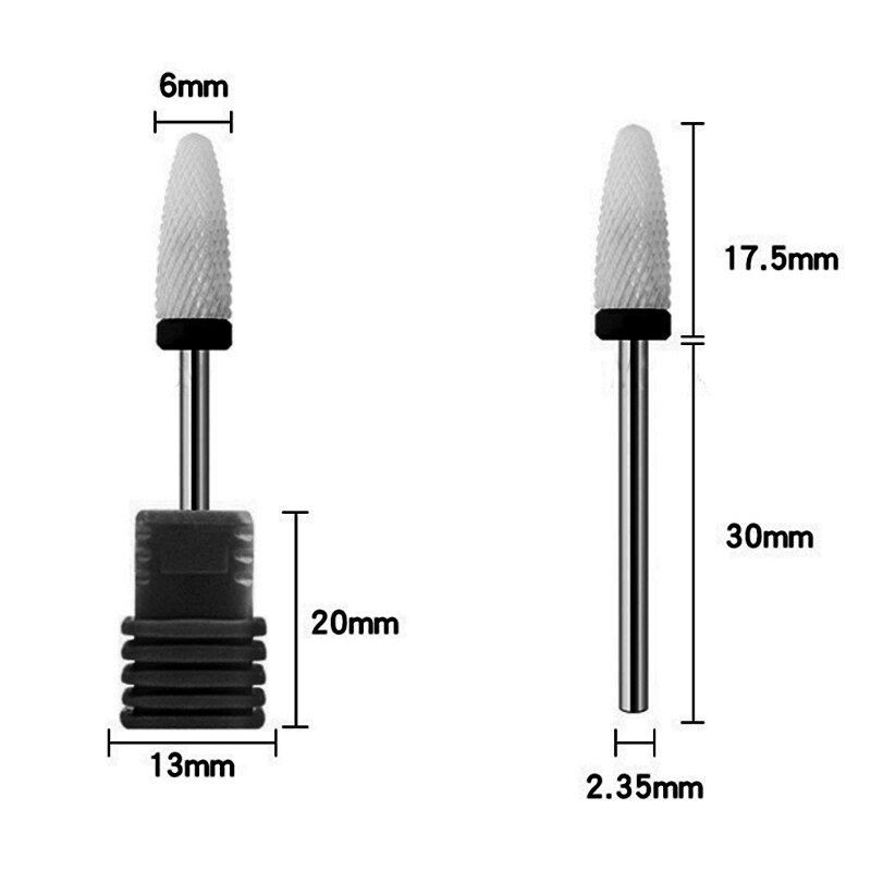 Mèches à ongles électriques en céramique, cuticules propres et rotatives pour manucure et pédicure, tête de meulage, noir et rouge, 2 pièces