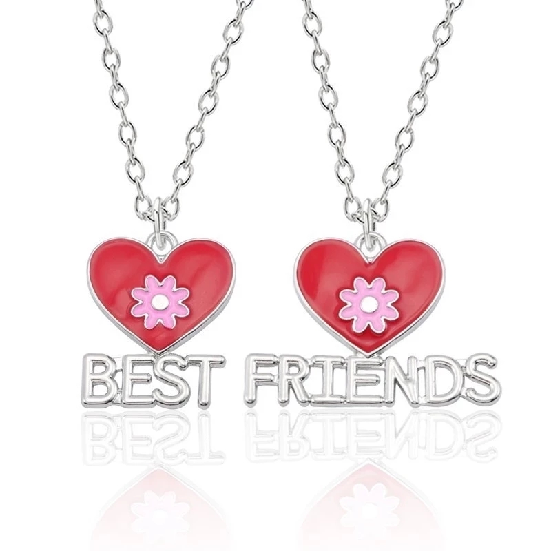 Paar Roze Blauw Hart Gebroken Beste Vrienden Ketting Hanger Ketting BFF Vriendschap Leuke Sieraden Cadeaus Voor Kinderen 2 stks/set: MULTI