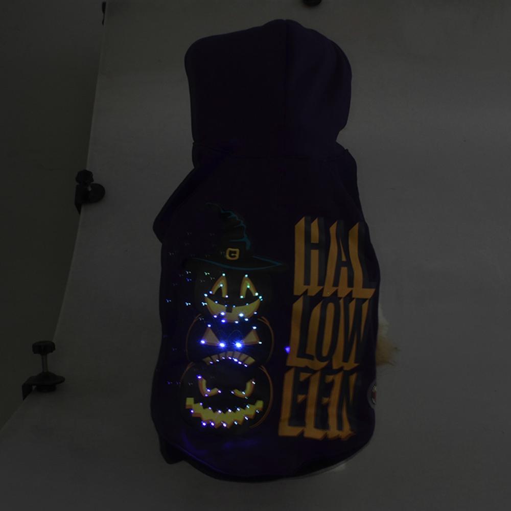LED Leucht Haustier Hund Kostüm Universal- Mit Kapuze Kleidung Halloween Kostüm Welpen Hund Kleidung Doppel Elastische Alle Saison XL