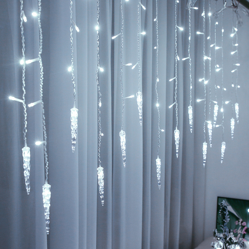 Guirxiété Lumineuse LED de Noël Extérieure, Rideau de Glaçons, Lumière Dégradée Droop, Centre Commercial, Jardin, Rue, Lumière Décorative, 5m-28m, 0.6-0.8m: WHITE / N