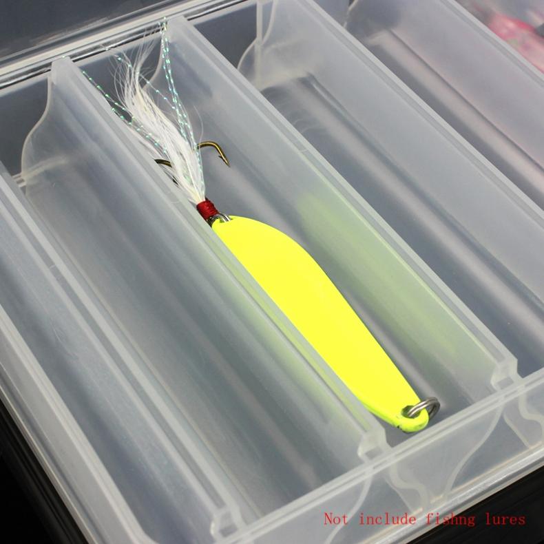 Double Side 14 Compartments Fishing Lure Box for Minnow Shrimp Bait Metal Spoon Lures Storage Multi-function FishingTackle Box