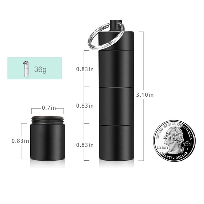 1Pcs Rvs Verzegelde Capsule Waterdicht Pillendoosje Camping Firstaid Hanger Reizen Outdoor Draagbare Pillendoosje Organizer: 20