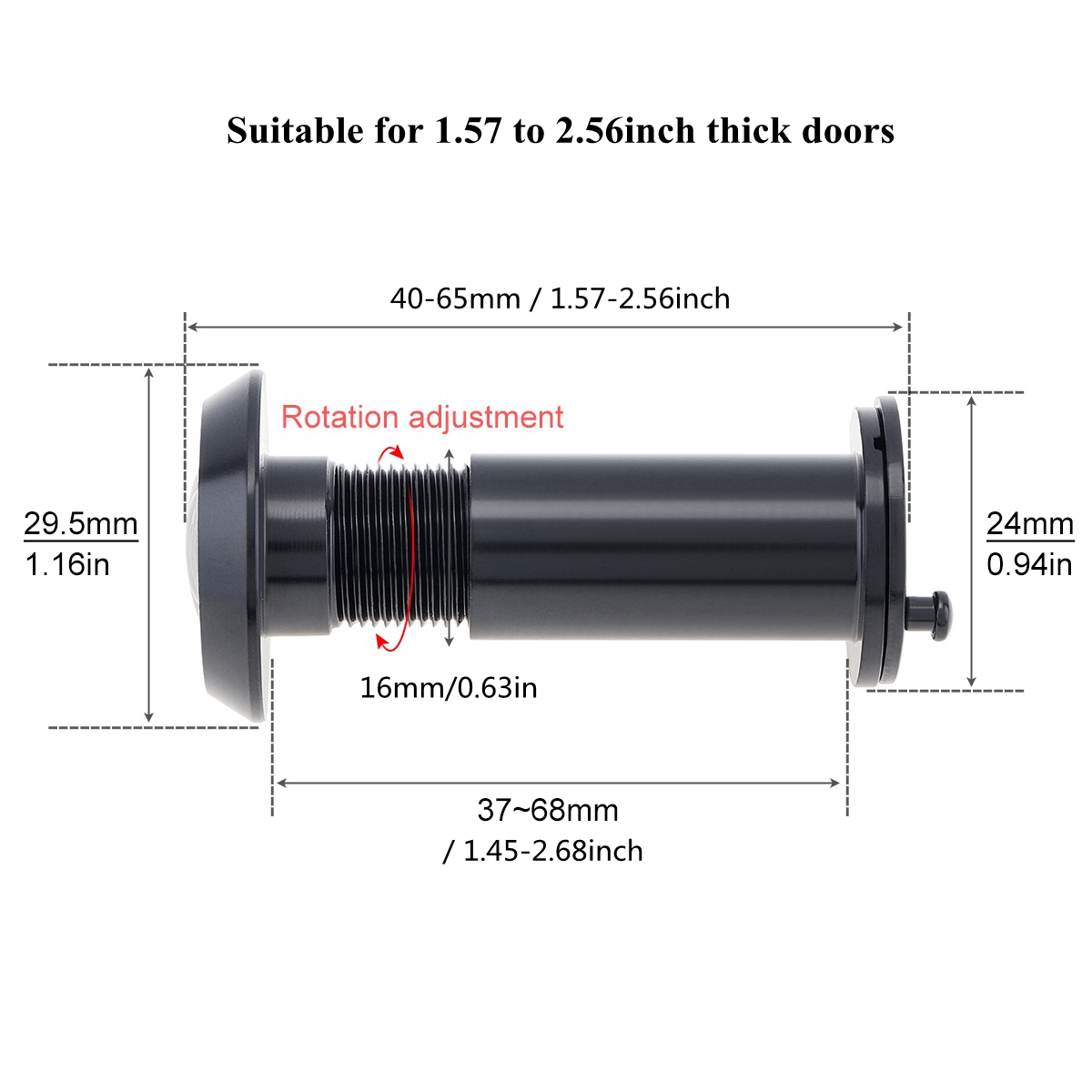 16Mm 200 Graden Deurkijker Hd Glazen Lens Groothoek Veiligheidsdeur Kijkgaatje Met Boor Set Voor Deuren 1.57-2.56Inch Dikte
