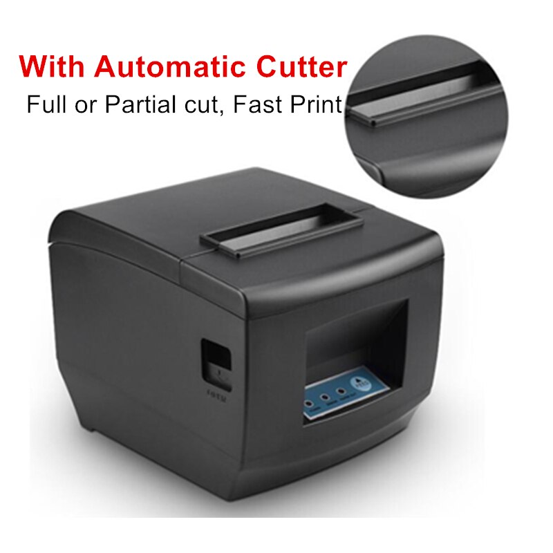 POS Printer 300mm/s 80mm Thermal Receipt Barcode Printer Kitchen Restaurant Automatic Cutter with USB / Lan Port