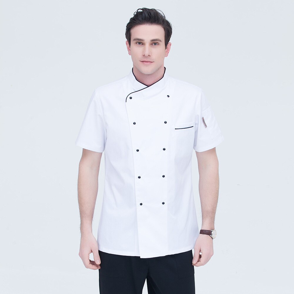M -4xl kokkeuniform dobbeltspent hotell catering kjøkken restaurant uniform servitørskjorte hvit kokkejakke kvinne: Xxxl