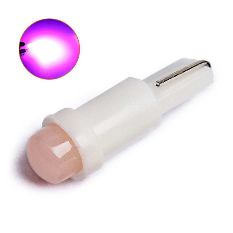10 stk auto ledet pære  t5 1 smd bil kolbe instrument lys indikator pære auto bil tilbehør interiør lys hette lys plast lampe: Rosa lilla