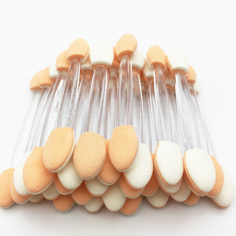 Pinceaux jetables pour fard à paupières, 50 pièces, kit de maquillage jetable pour applicateur cosmétique, éponge en Nylon double face: 50 PCS-White