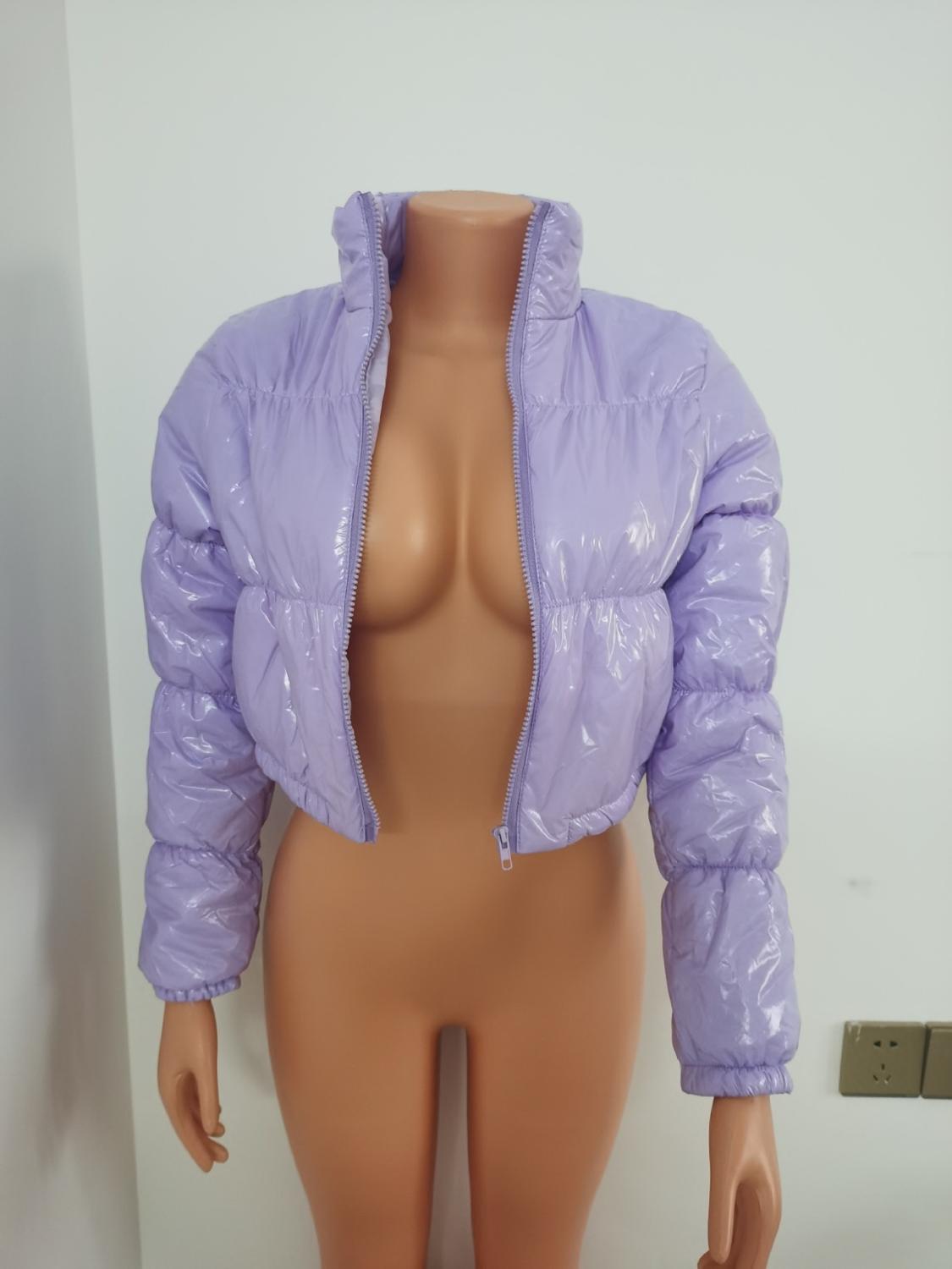 Abrigo de invierno de charol burbuja para mujer de talla grande rojo con cremallera Latex resistente al agua chaqueta acolchada para mujer de talla grande S-2XL Parkas