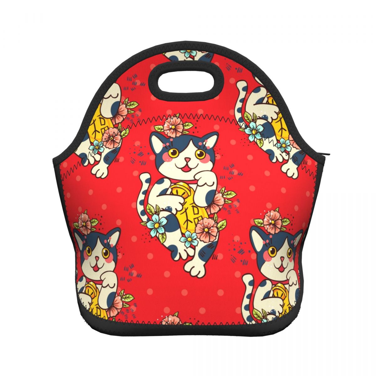 Fiambrera con forma de gato para niños, niñas y mujeres, bolsa organizadora para Picnic, Camping, frutas y bebidas: Black 2