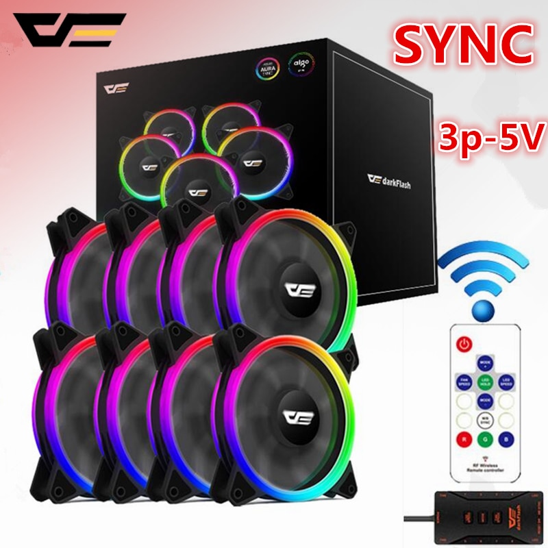 Aigo DR12 PRO Computer PC Case Fan RGB Adjust LED Fan Speed 120mm Quiet Remote AURA SYNC Computer Cooler Cooling RGB Case Fans
