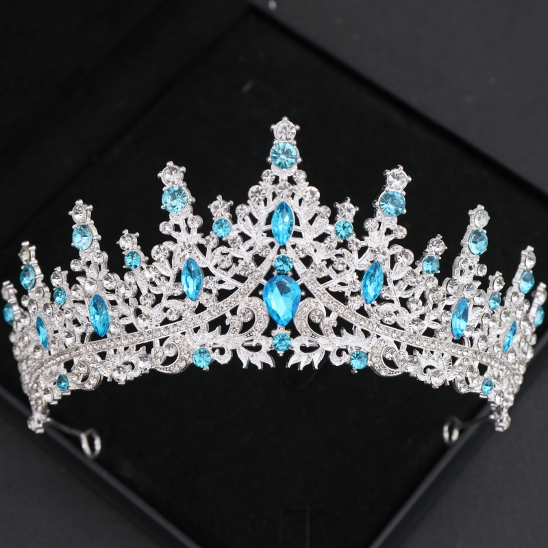 Barok Kristal Tiara 'S En Kronen Strass Prom Diadeem Kroon Voor Vrouwen Bruids Bruiloft Haaraccessoires Sieraden Kroon Tiara: Titanium Plated