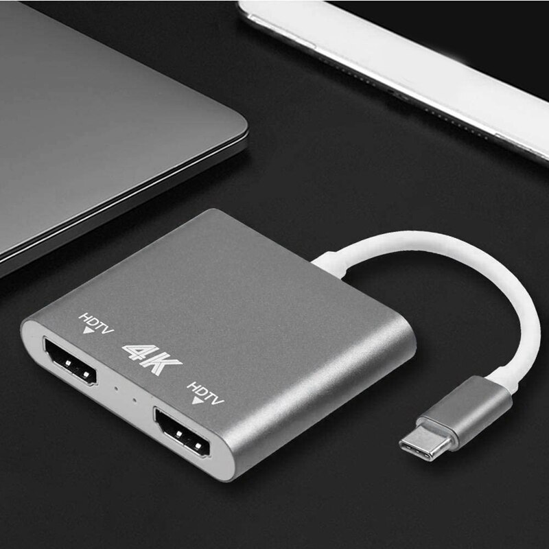 adapter HDMI typu C 4K konwerter USB C na podwójny HDMI robić książki powierzchniowej 2 Dell XPS 13 Samsung galaktyka S10 / S9
