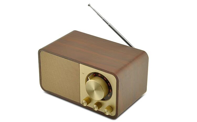 Retro houten Bluetooth-luidspreker, vintage mini-luidspreker, draagbaar, met bas, antieke stijl, voor cafés, restaurants, slaapkamer