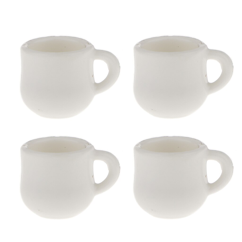 Pack of 4pcs 1:12 White Coffee Tea Cups Dolls House Miniature Home Table Ornament