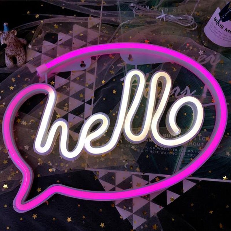 Hello Led Neon Light Teken Letters Neon Sign Panel Christmas Party Bruiloft Decoraties Thuis Wall Decor Neon Lamp: Hello YP