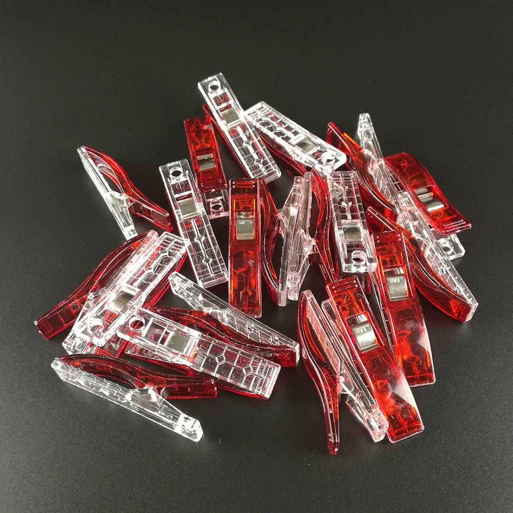 10 stk kløver pvc plastik clips til strikning hæklet patchwork syning gør-det-selv håndværk quilt quilting clips beklædningsclips: Rød