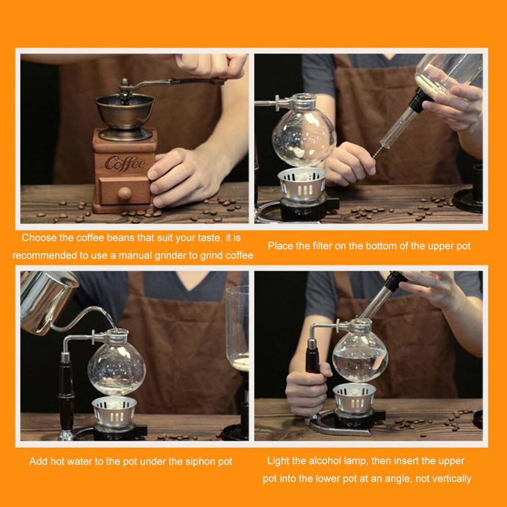 MICCK 3 Cups Syphon Pots Coffee Kettle pot Set Filter Syphon Coffee Maker Tea Siphon Heat-Resistant Household Pot