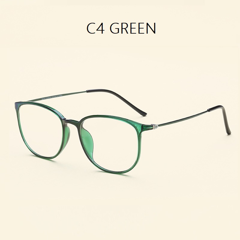 width-136 Ultra light plastic steel tungsten precription thin legs computer goggle women men brand eyeglasses frames female: C4 GREEN