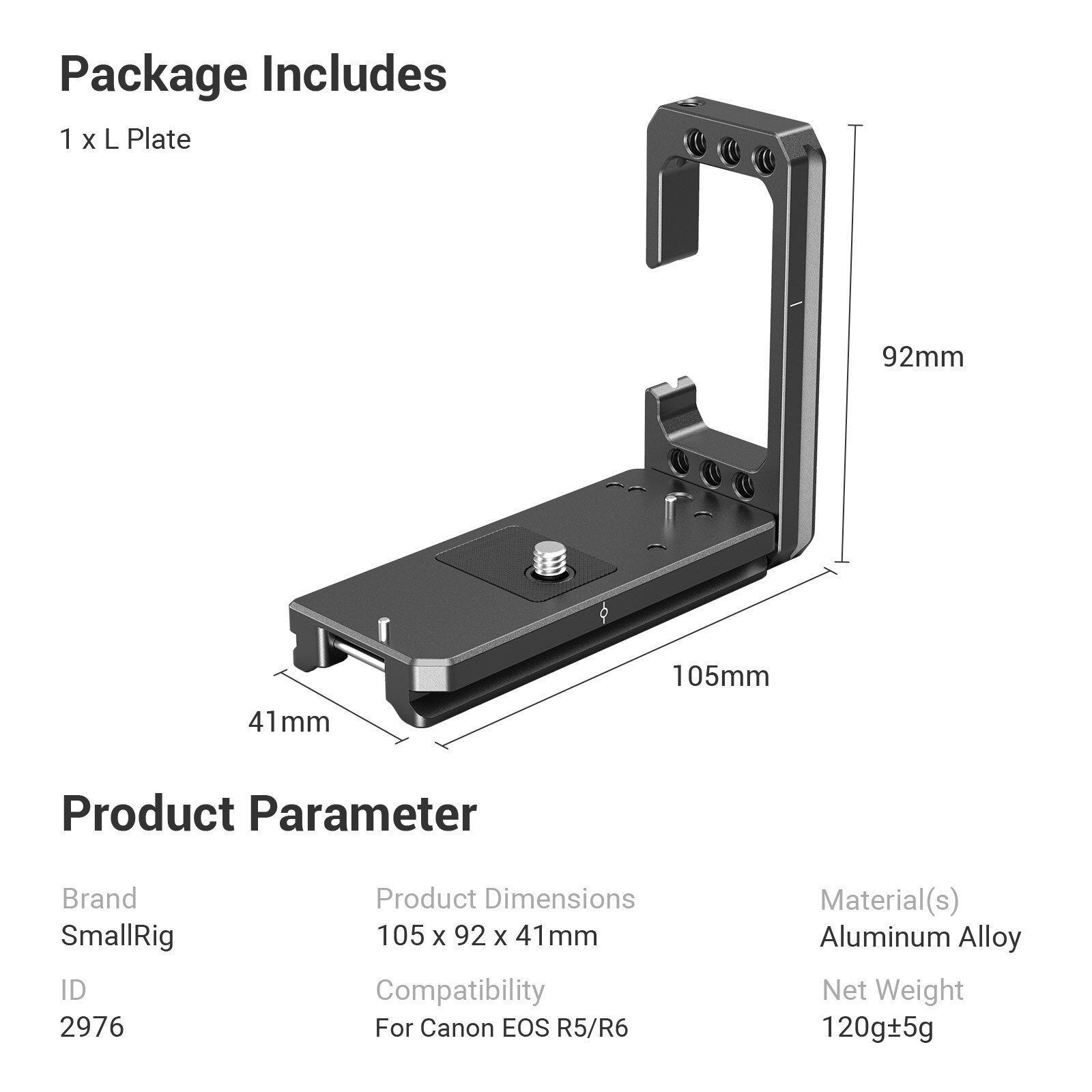 Smallrigカメラl-ブラケットキヤノンeos R5 とR6 アルカベースプレートとサイドプレートクイックリリース三脚取付プレート 2976