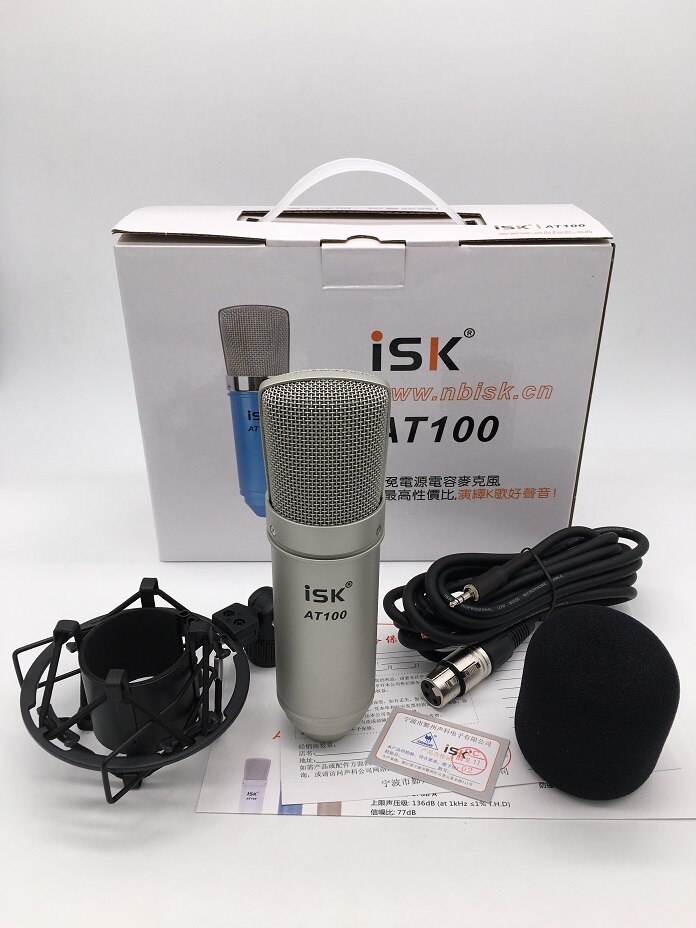 ISK AT100 Condenser Recording Cardioid Microphone Studio Performance Mic for computer with shock mount and cable: Default Title