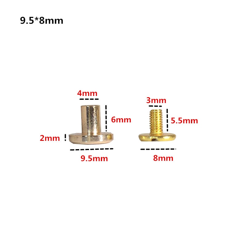 Xunzhe 20 st 5mm/6.5mm/8mm/10mm/15mm bagage läder metall hantverk solid skruv spiknit / remnitar / bokskruvar / klädnit