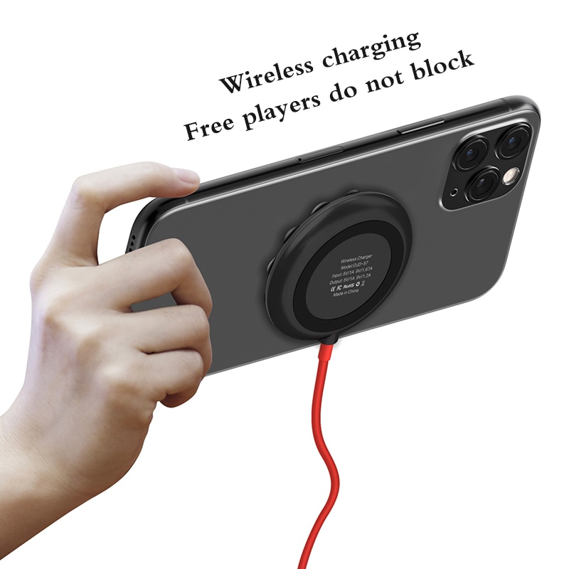 Draagbare draadloze oplader voor iphone xr xs max 10w, snel opladen, sterke zuignap, oplaadpad voor samsung note 10 9 s9+ s8