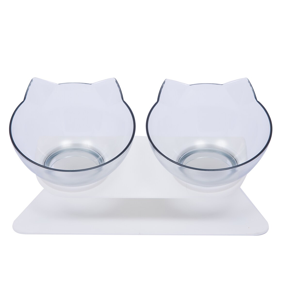 Brand Cat Non-Slip Double Food Bowl with 15° Slant Support Cute Cat-Shaped Bowl with Cervical Protection: H