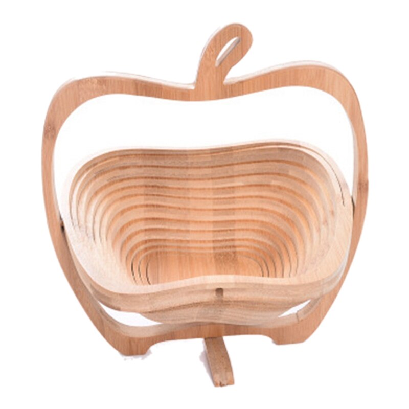 ! Cesta plegable con forma de manzana, soporte para frutero, tabla de cortar, cuenco de fruta de madera de bambú: Default Title